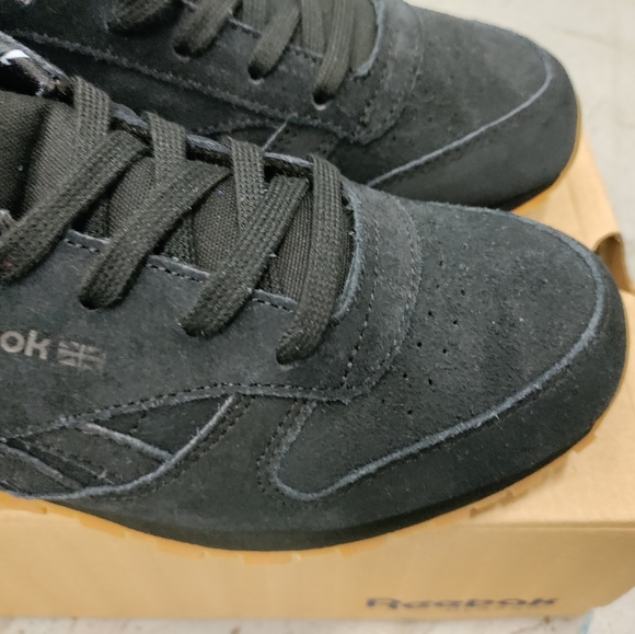 🆕 Reebok | Classic Black Suede Ortholite Big Kids Sneakers Size 2.5 & 3 Youth - Picture 7 of 11